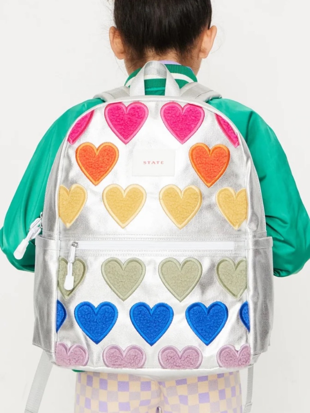 STATE Kids Kane Fuzzy Hearts Double Pocket Backpack